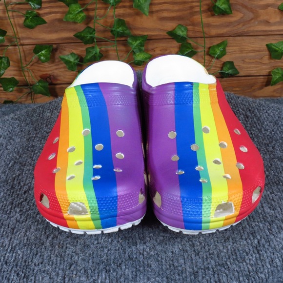 Crocs Classic‎ Rainbow Dye Men\'s Sandal Clog Size 10 Casual Multicolor Synthetic